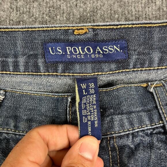 US Polo Assn Jeans Mens Size 38x30 Blue Straight Fit Denim Classic Casual Pants - Picture 6 of 9